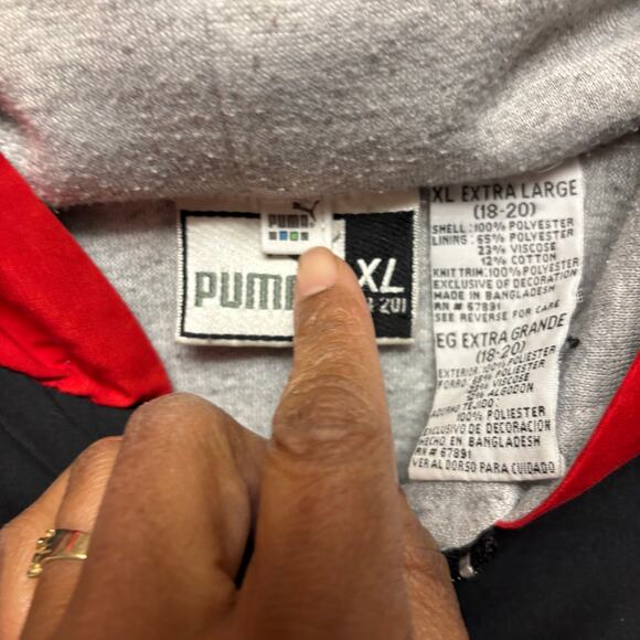 Puma Varsity Jacket Raglan Patch Logo Embroidered Bomber Kids 18-20 Lined Sports - Picture 8 of 10